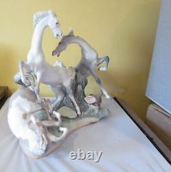 ELABORATE LLADRO # 1021 HORSE'S GROUP 3 LARGE WILD STALLIONS/MINT withO. BOX