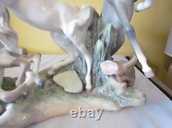 ELABORATE LLADRO # 1021 HORSE'S GROUP 3 LARGE WILD STALLIONS/MINT withO. BOX