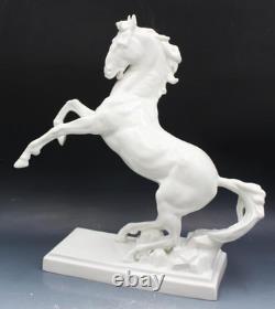 Early 20C Royal Dux Porcelain Majestic Rearing Horse Statue Figurine 16 Tall