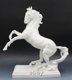 Early 20C Royal Dux Porcelain Majestic Rearing Horse Statue Figurine 16 Tall