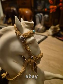 Early 20C Royal Dux Porcelain Majestic Rearing Horse Statue Figurine 16 Tall