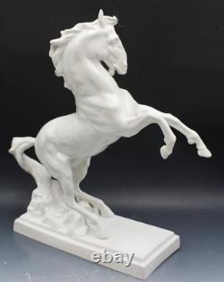 Early 20C Royal Dux Porcelain Majestic Rearing Horse Statue Figurine 16 Tall