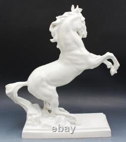 Early 20C Royal Dux Porcelain Majestic Rearing Horse Statue Figurine 16 Tall