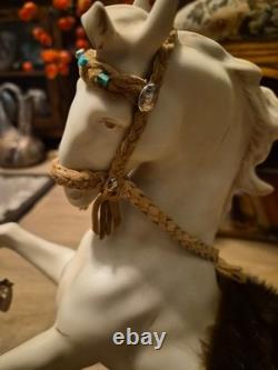 Early 20C Royal Dux Porcelain Majestic Rearing Horse Statue Figurine 16 Tall