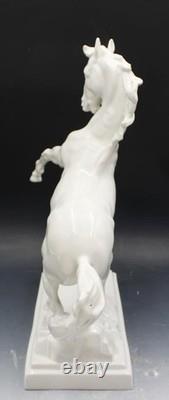 Early 20C Royal Dux Porcelain Majestic Rearing Horse Statue Figurine 16 Tall