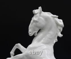 Early 20C Royal Dux Porcelain Majestic Rearing Horse Statue Figurine 16 Tall