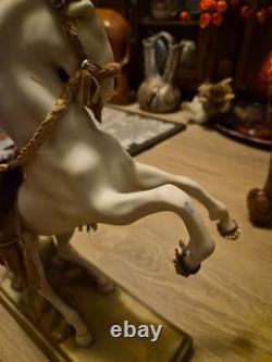 Early 20C Royal Dux Porcelain Majestic Rearing Horse Statue Figurine 16 Tall