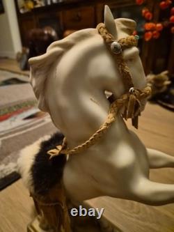 Early 20C Royal Dux Porcelain Majestic Rearing Horse Statue Figurine 16 Tall