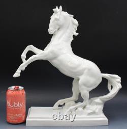 Early 20C Royal Dux Porcelain Majestic Rearing Horse Statue Figurine 16 Tall