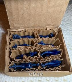 Eight Cobalt Blue Horses Complete Porcelain Vintage Western Ranch Equestrian