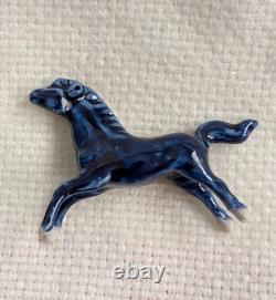 Eight Cobalt Blue Horses Complete Porcelain Vintage Western Ranch Equestrian