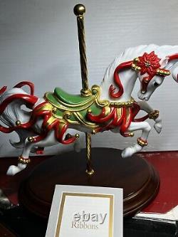 FRANKLIN MINT 9 Christmas Carousel Horse Porcelain Figurine Scarlet Ribbons