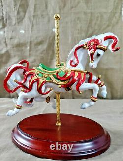 FRANKLIN MINT Christmas Carousel Horse Porcelain Figurine Scarlet Ribbons