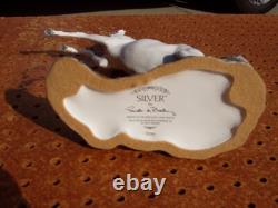 FRANKLIN MINT SILVER WHITE STALLION HORSE PAMELA Du BOULAY PORCELAIN 1991