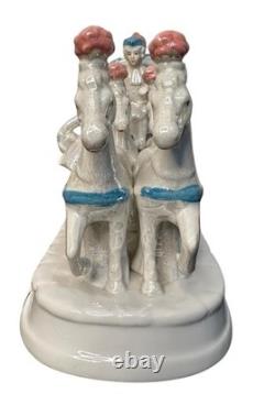 Fairytale Carriage Figurine Porcelain Lusterware Four Horse Coach Decor