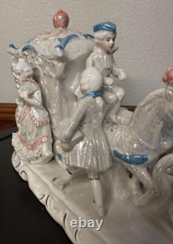 Fairytale Carriage Figurine Porcelain Lusterware Four Horse Coach Decor