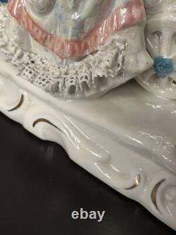 Fairytale Carriage Figurine Porcelain Lusterware Four Horse Coach Decor