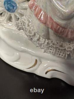 Fairytale Carriage Figurine Porcelain Lusterware Four Horse Coach Decor