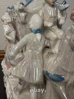 Fairytale Carriage Figurine Porcelain Lusterware Four Horse Coach Decor