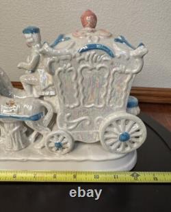 Fairytale Carriage Figurine Porcelain Lusterware Four Horse Coach Decor