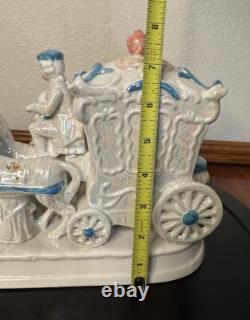 Fairytale Carriage Figurine Porcelain Lusterware Four Horse Coach Decor
