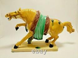 Figurine Sculpture Glazed Pottery Porcelain War Horse Asian Majolica Chinese