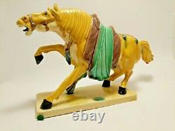 Figurine Sculpture Glazed Pottery Porcelain War Horse Asian Majolica Chinese