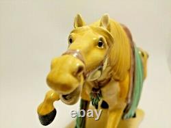 Figurine Sculpture Glazed Pottery Porcelain War Horse Asian Majolica Chinese