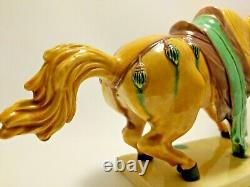 Figurine Sculpture Glazed Pottery Porcelain War Horse Asian Majolica Chinese