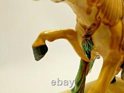 Figurine Sculpture Glazed Pottery Porcelain War Horse Asian Majolica Chinese