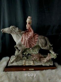 Figurine Woman on horse Vtg A Belcari Collectible Capodimonte Italian 14x14