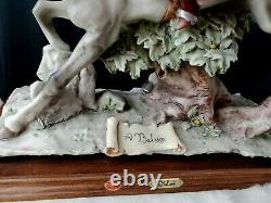 Figurine Woman on horse Vtg A Belcari Collectible Capodimonte Italian 14x14