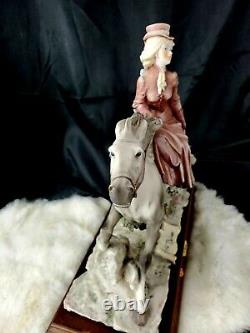 Figurine Woman on horse Vtg A Belcari Collectible Capodimonte Italian 14x14