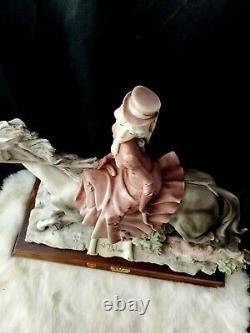 Figurine Woman on horse Vtg A Belcari Collectible Capodimonte Italian 14x14