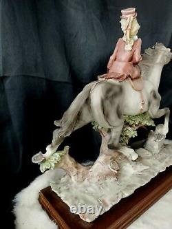 Figurine Woman on horse Vtg A Belcari Collectible Capodimonte Italian 14x14