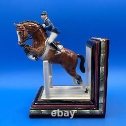Fitz & Floyd Classics Hunter Jumper Equestrian Horse & Rider Figural Bookends