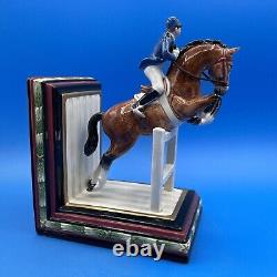 Fitz & Floyd Classics Hunter Jumper Equestrian Horse & Rider Figural Bookends