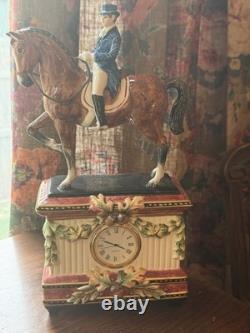 Fitz & Floyd Classics Porcelain Horse Rider Mantel Clock Equestrian Figurine