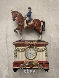 Fitz & Floyd Classics Porcelain Horse Rider Mantel Clock Equestrian Figurine