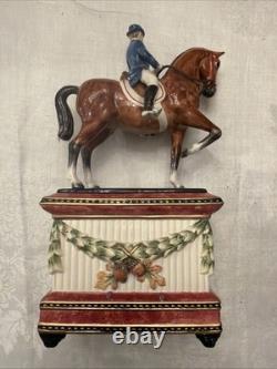 Fitz & Floyd Classics Porcelain Horse Rider Mantel Clock Equestrian Figurine