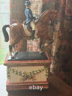 Fitz & Floyd Classics Porcelain Horse Rider Mantel Clock Equestrian Figurine