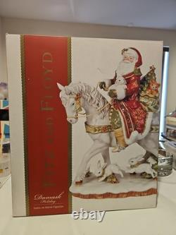 Fitz & Floyd Damask Holiday Santa on Horse Extra-Large Figurine NEW IN BOX NOS