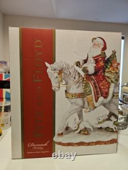 Fitz & Floyd Damask Holiday Santa on Horse Extra-Large Figurine NEW IN BOX NOS