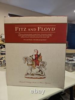 Fitz & Floyd Damask Holiday Santa on Horse Extra-Large Figurine NEW IN BOX NOS