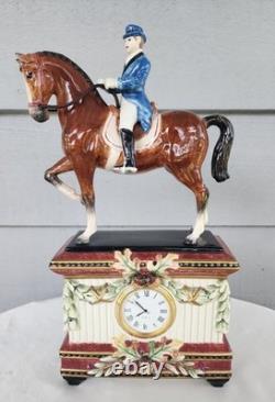Fitz & Floyd Dressage Horse & Rider Equestrian Clock Sculpture