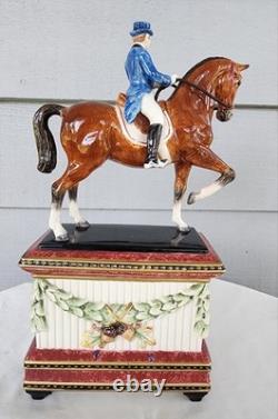 Fitz & Floyd Dressage Horse & Rider Equestrian Clock Sculpture