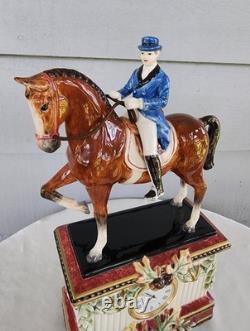Fitz & Floyd Dressage Horse & Rider Equestrian Clock Sculpture