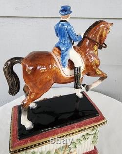 Fitz & Floyd Dressage Horse & Rider Equestrian Clock Sculpture