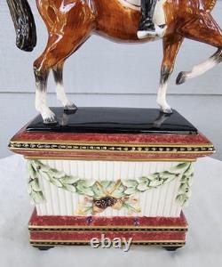 Fitz & Floyd Dressage Horse & Rider Equestrian Clock Sculpture