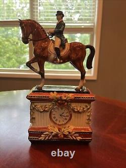 Fitz and Floyd Equestrian Dressage Horse Rider Clock Statue Figurine 11.5 H